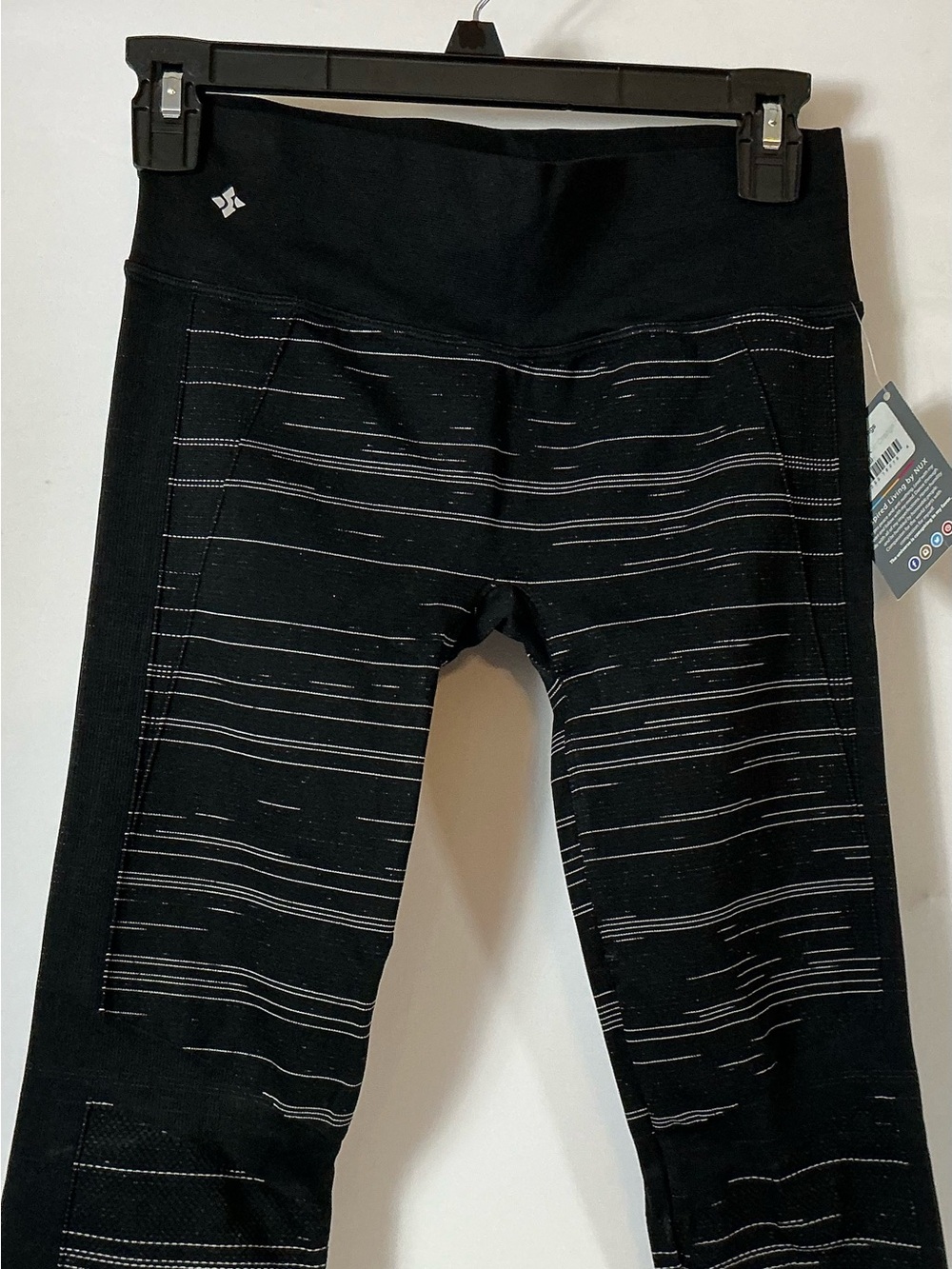NUX Black Leggings with White Stripe Accents